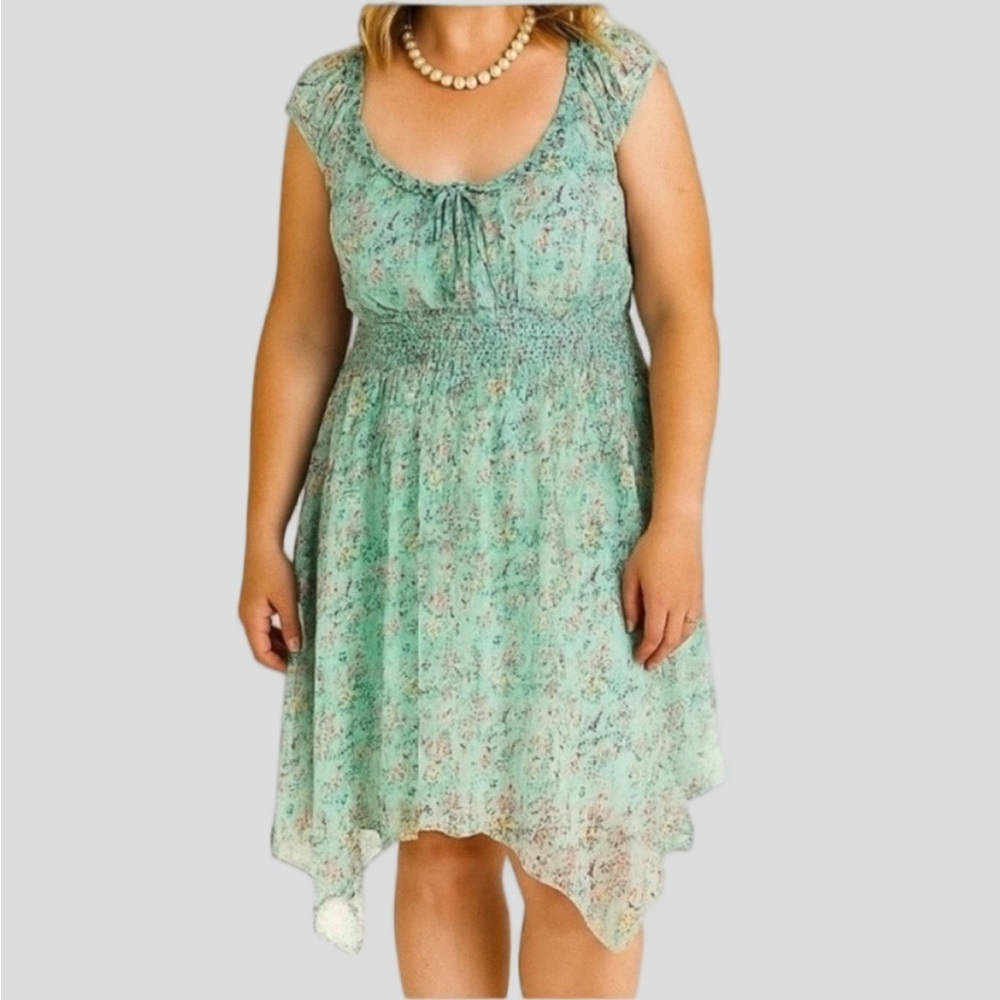 LAVON Green Floral Plus Size Simmer Dress Juniors Size 15/17